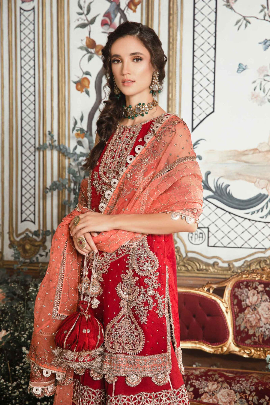 Maria.B Mbroidered Fabrics Unstitched Wedding Formal 3Pc Suit BD-2708