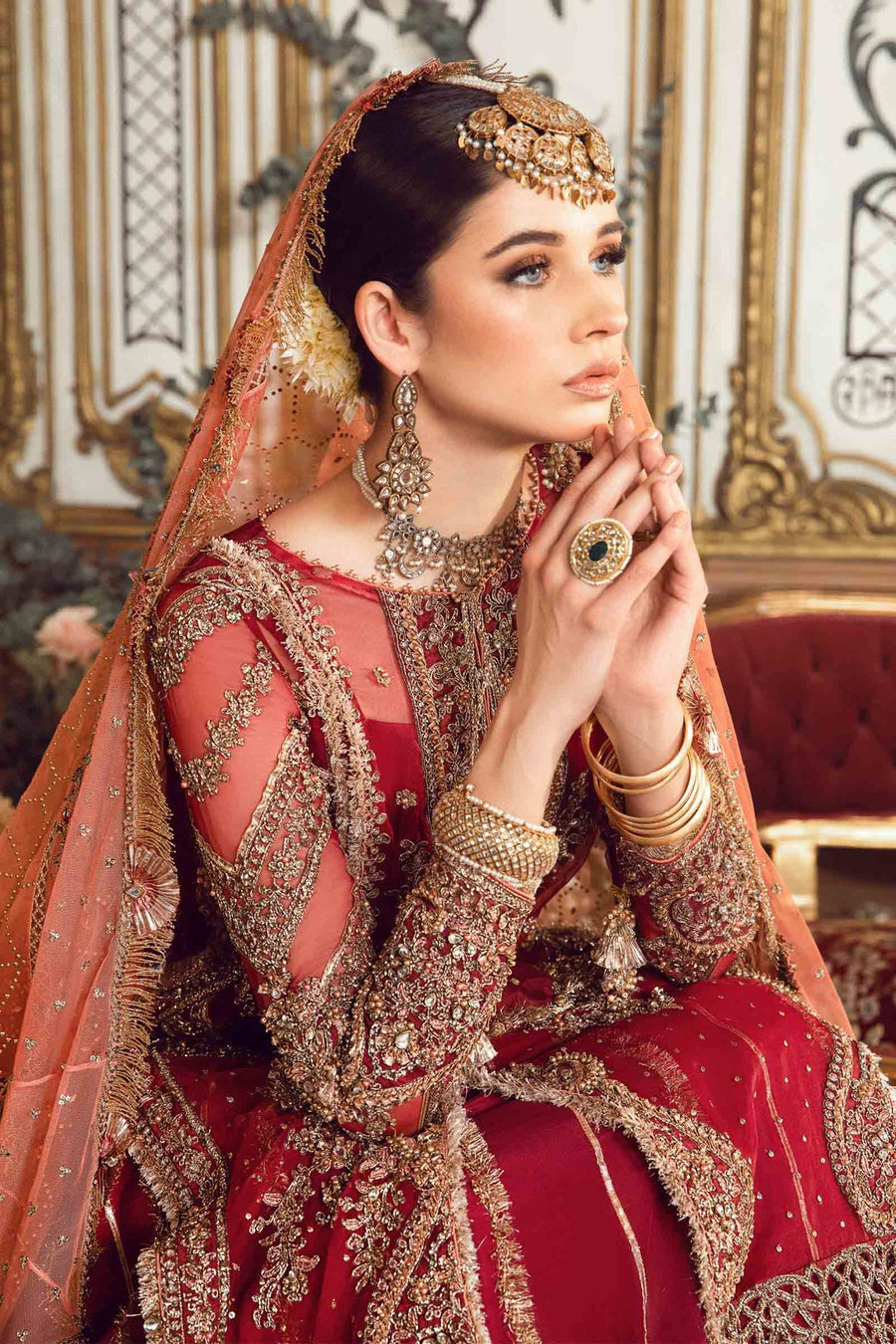 Maria.B Mbroidered Fabrics Unstitched Wedding Formal 3Pc Suit BD-2708