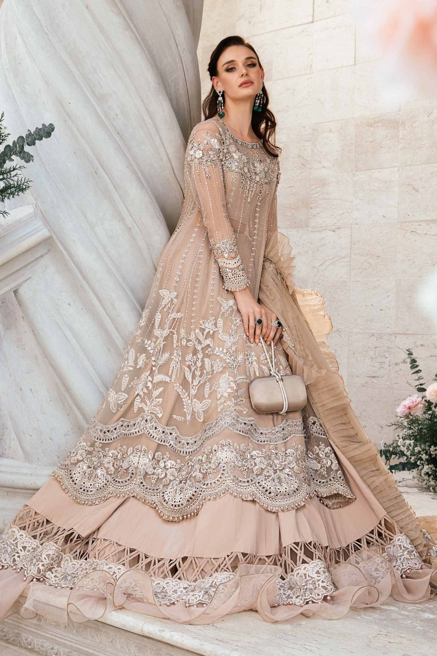 Maria.B Mbroidered Unstitched Organza Saree BD-2801