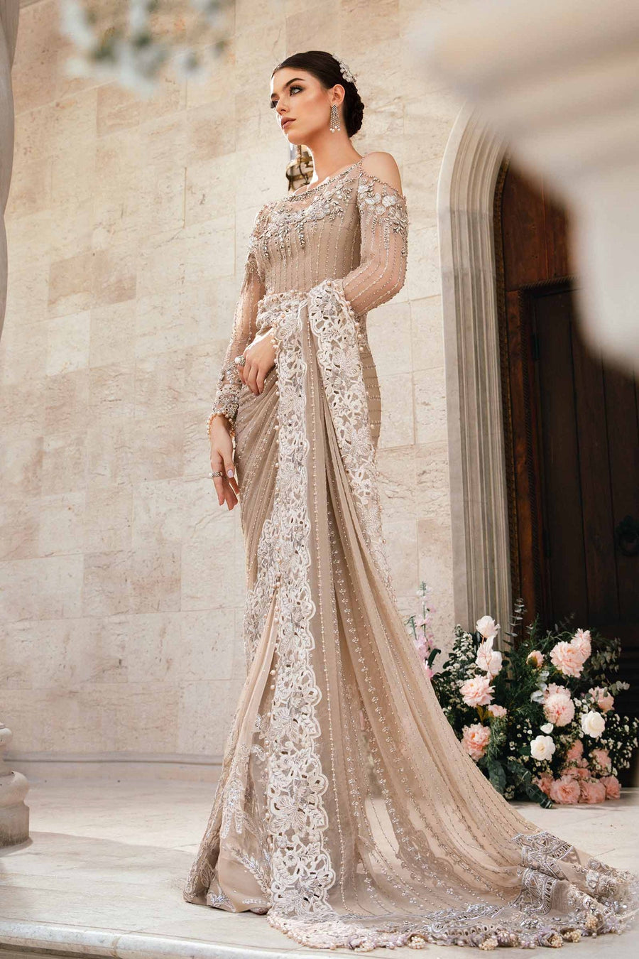 Maria.B Mbroidered Unstitched Organza Saree BD-2801