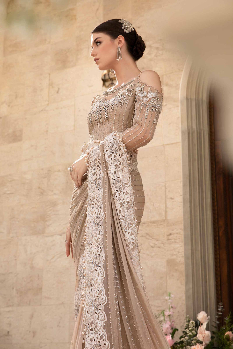 Maria.B Mbroidered Unstitched Organza Saree BD-2801
