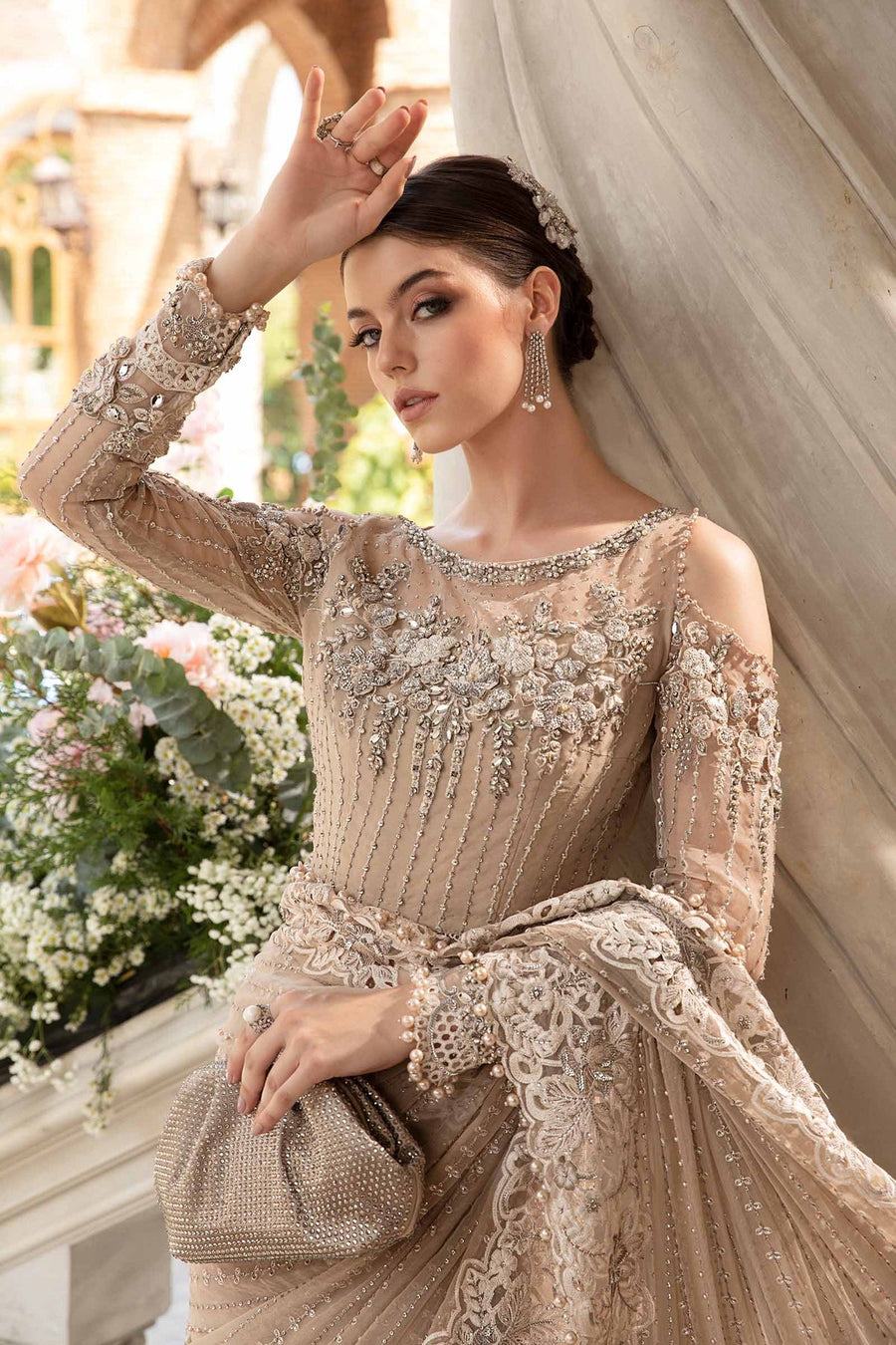 Maria.B Mbroidered Unstitched Organza Saree BD-2801
