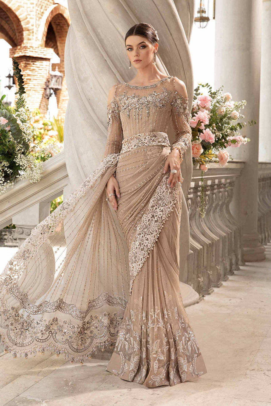 Maria.B Mbroidered Unstitched Organza Saree BD-2801