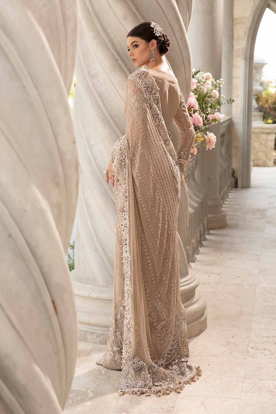Maria.B Mbroidered Unstitched Organza Saree BD-2801