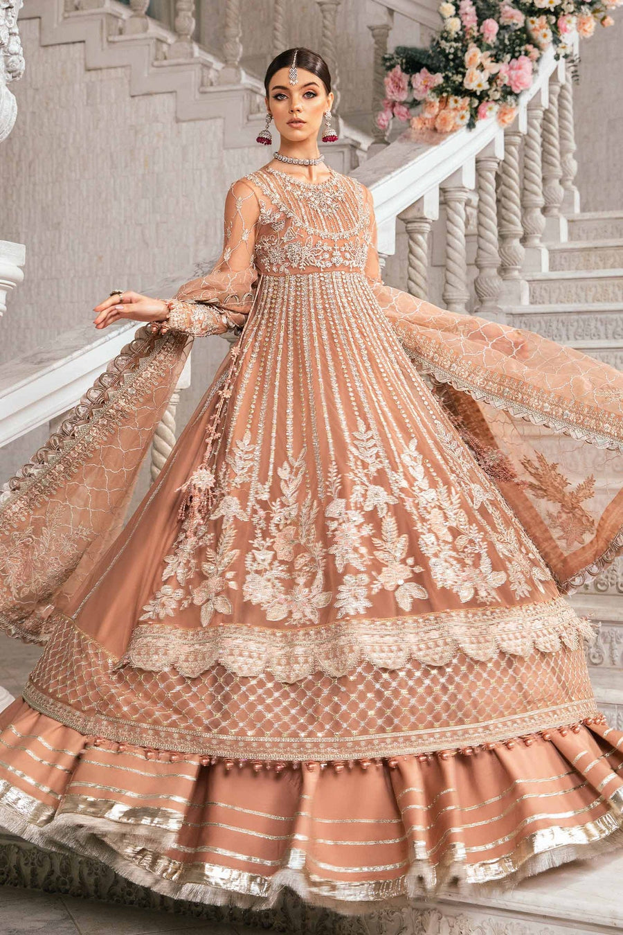 Maria.B Mbroidered Unstitched Net 3Pc Suit BD-2804