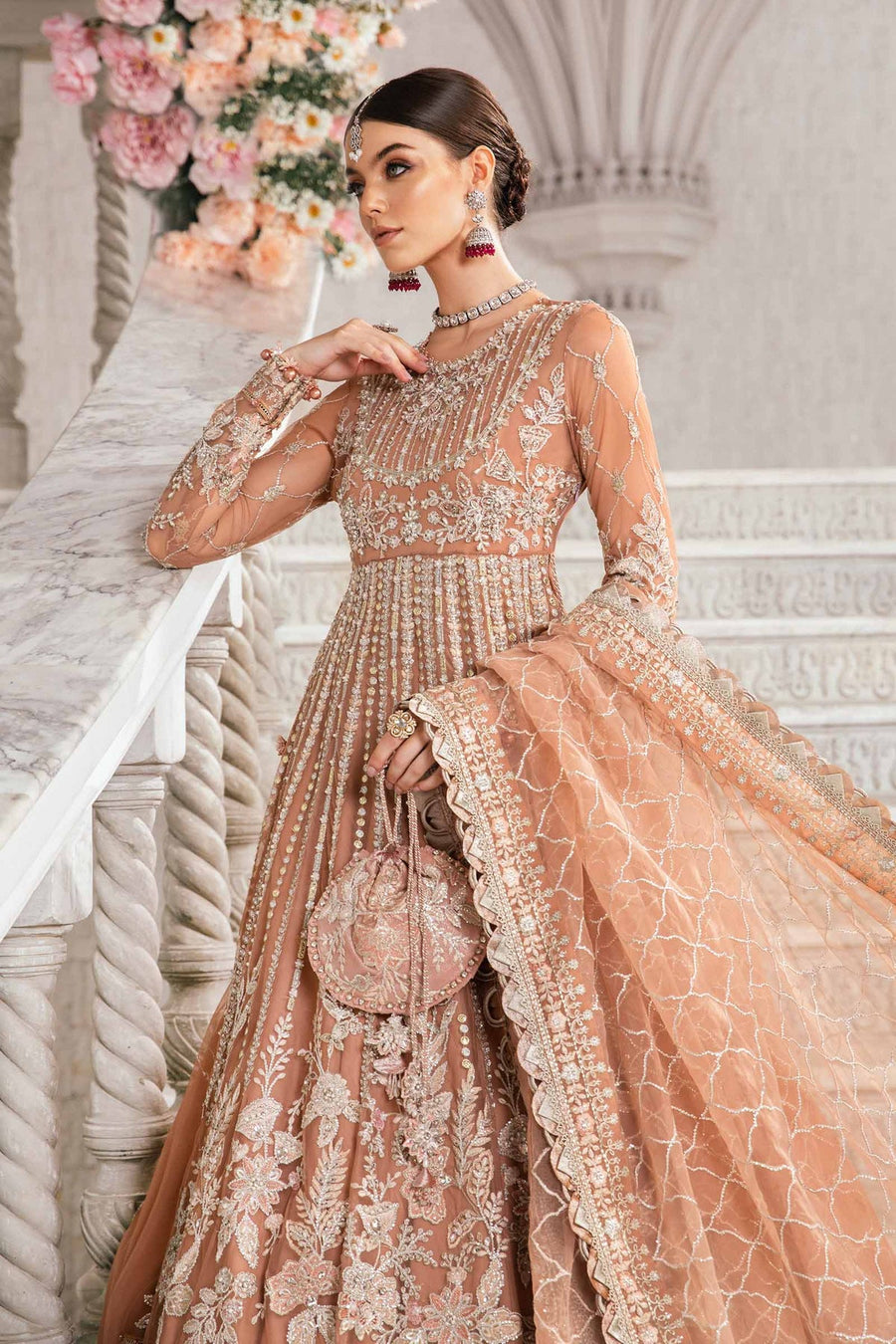 Maria.B Mbroidered Unstitched Net 3Pc Suit BD-2804