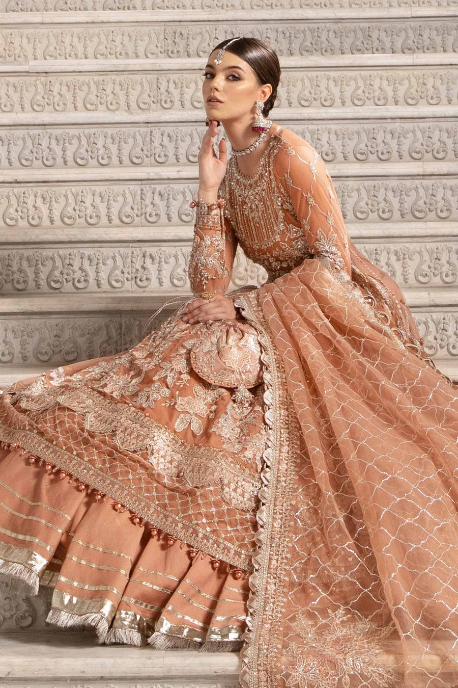 Maria.B Mbroidered Unstitched Net 3Pc Suit BD-2804
