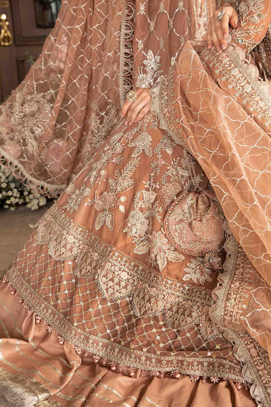 Maria.B Mbroidered Unstitched Net 3Pc Suit BD-2804