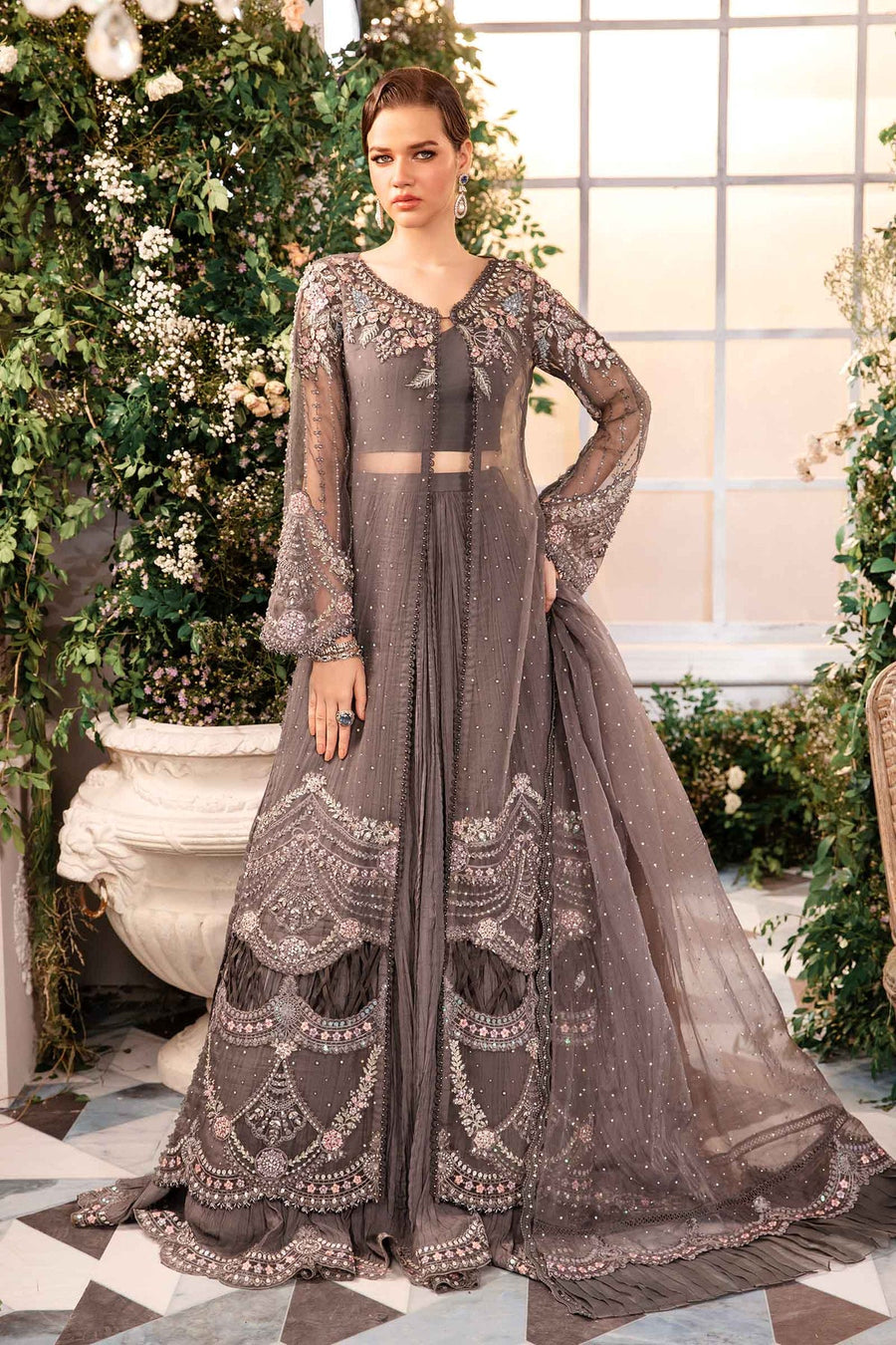 Maria.B Mbroidered Organza Unstitched 3 Piece Suit BD-2902