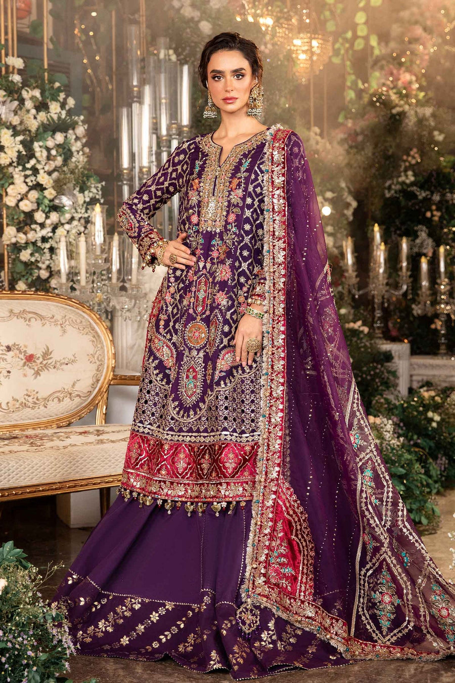 Maria.B Mbroidered Raw Silk Unstitched 3 Piece Suit BD-2903