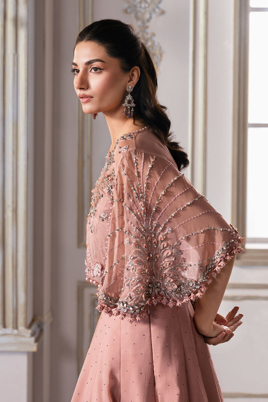 Maria.B Mbroidered Unstitched Embroidered Chiffon Saree BD-3001
