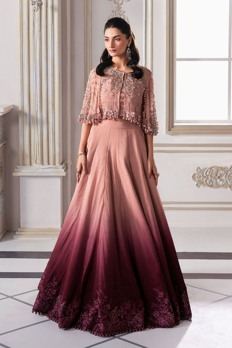 Maria.B Mbroidered Unstitched Embroidered Chiffon Saree BD-3001