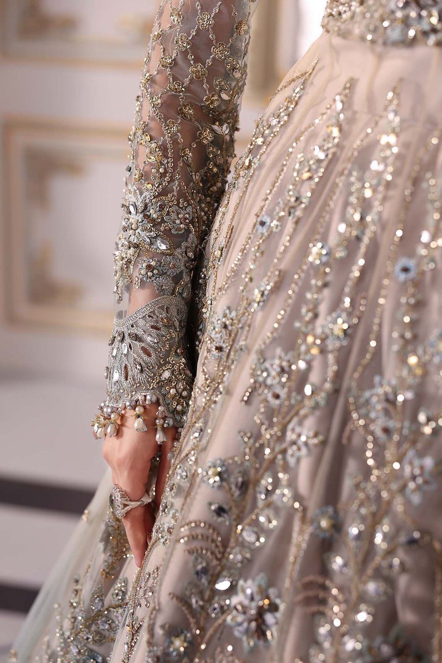 Maria.B Mbroidered 3 Piece Unstitched Embroidered Net Suit BD-3002