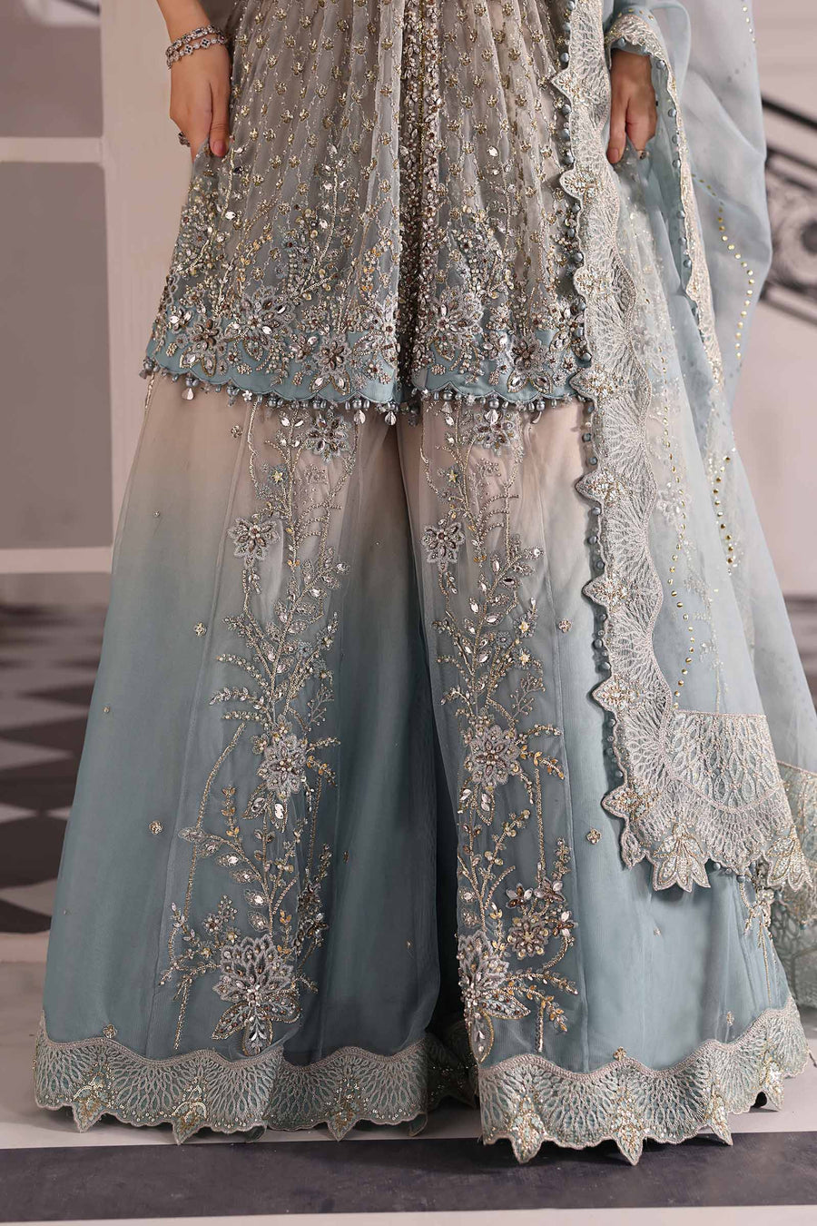 Maria.B Mbroidered 3 Piece Unstitched Embroidered Net Suit BD-3002