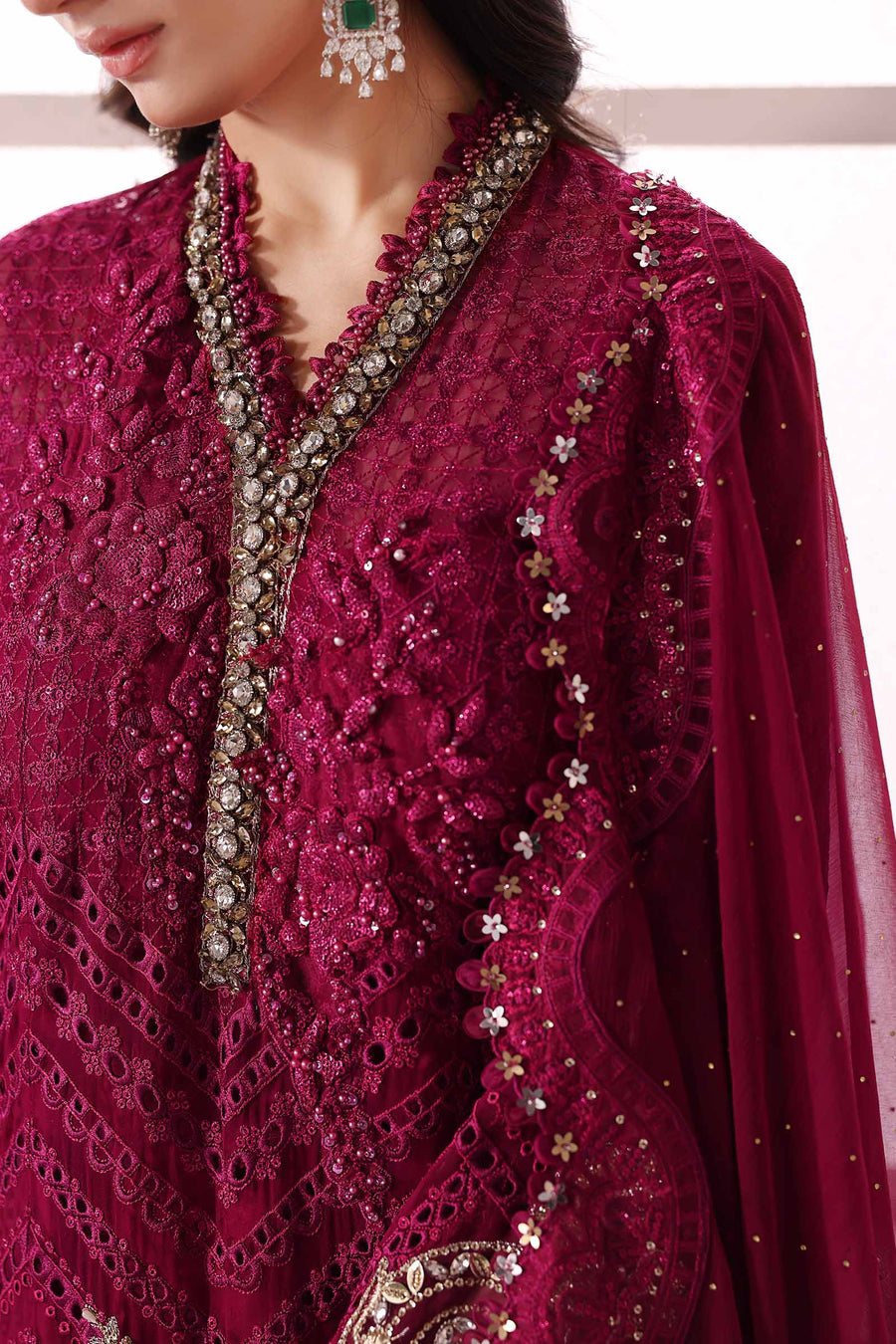 Maria.B Mbroidered 3 Piece Unstitched Embroidered Chiffon Suit BD-3003