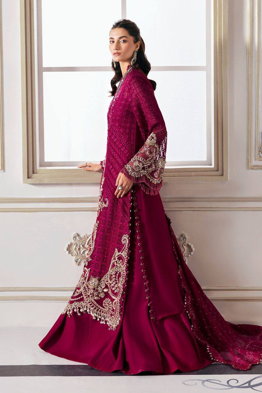 Maria.B Mbroidered 3 Piece Unstitched Embroidered Chiffon Suit BD-3003