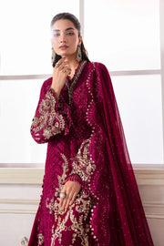 Maria.B Mbroidered 3 Piece Unstitched Embroidered Chiffon Suit BD-3003
