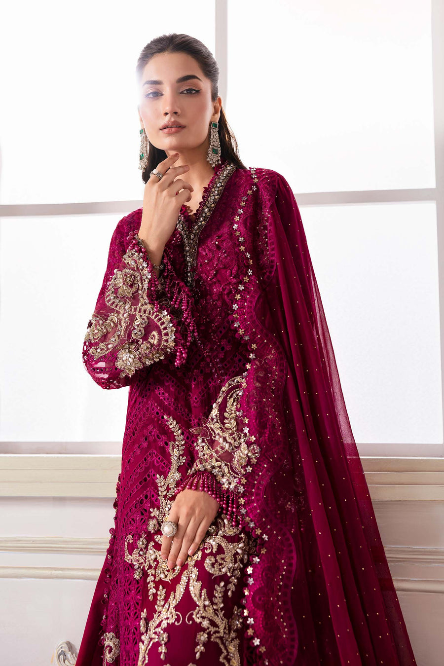 Maria.B Mbroidered 3 Piece Unstitched Embroidered Chiffon Suit BD-3003