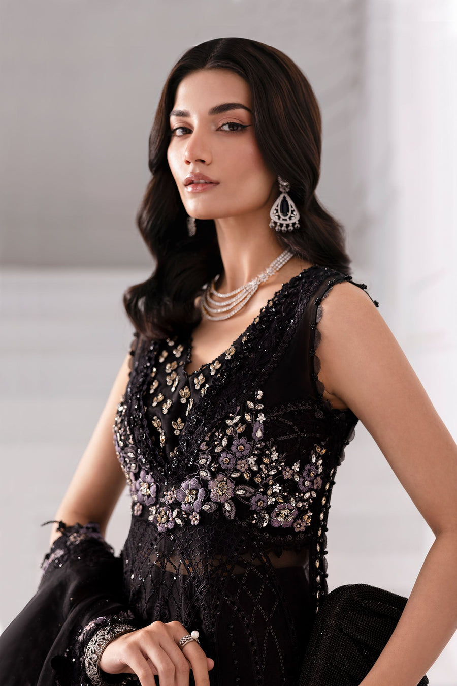 Maria.B Mbroidered 3 Piece Unstitched Embroidered Organza Suit BD-3004