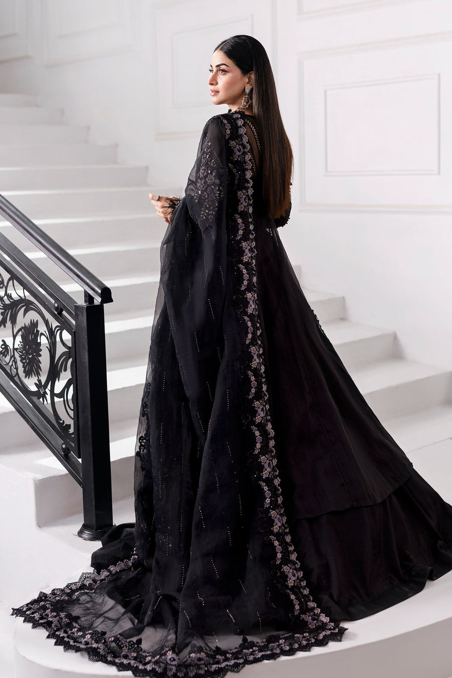 Maria.B Mbroidered 3 Piece Unstitched Embroidered Organza Suit BD-3004