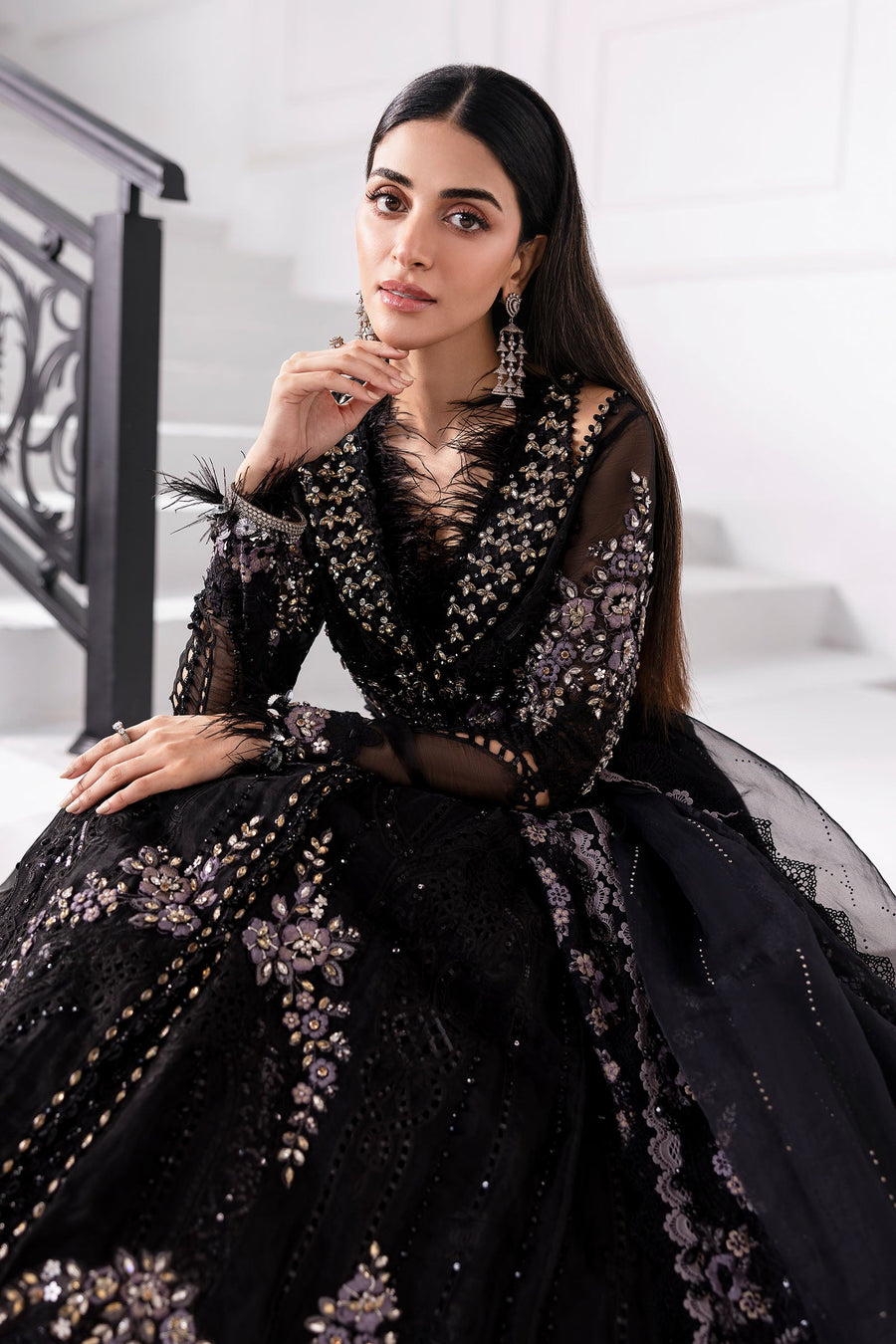 Maria.B Mbroidered 3 Piece Unstitched Embroidered Organza Suit BD-3004