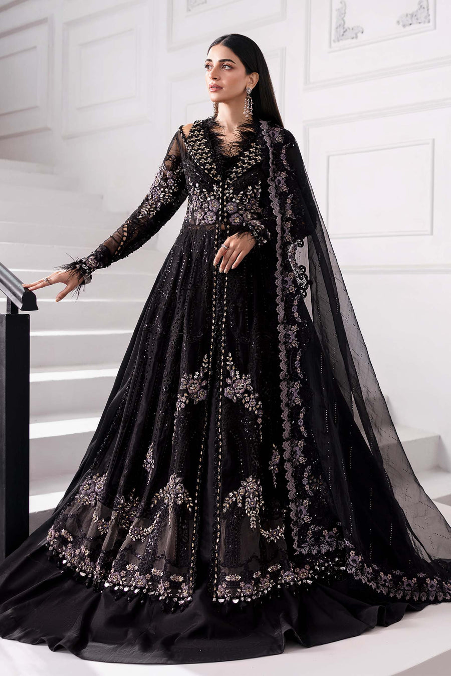 Maria.B Mbroidered 3 Piece Unstitched Embroidered Organza Suit BD-3004
