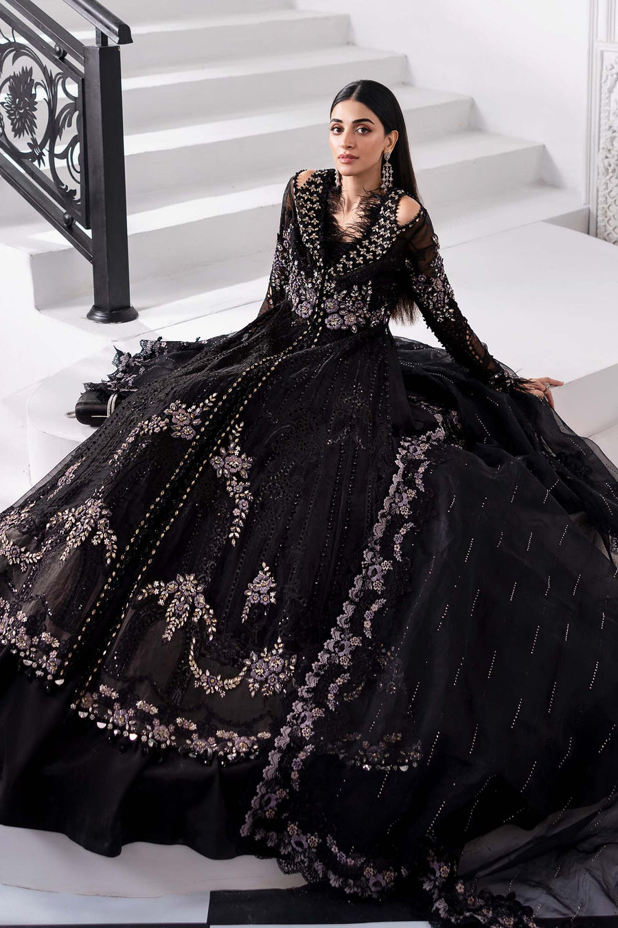 Maria.B Mbroidered 3 Piece Unstitched Embroidered Organza Suit BD-3004
