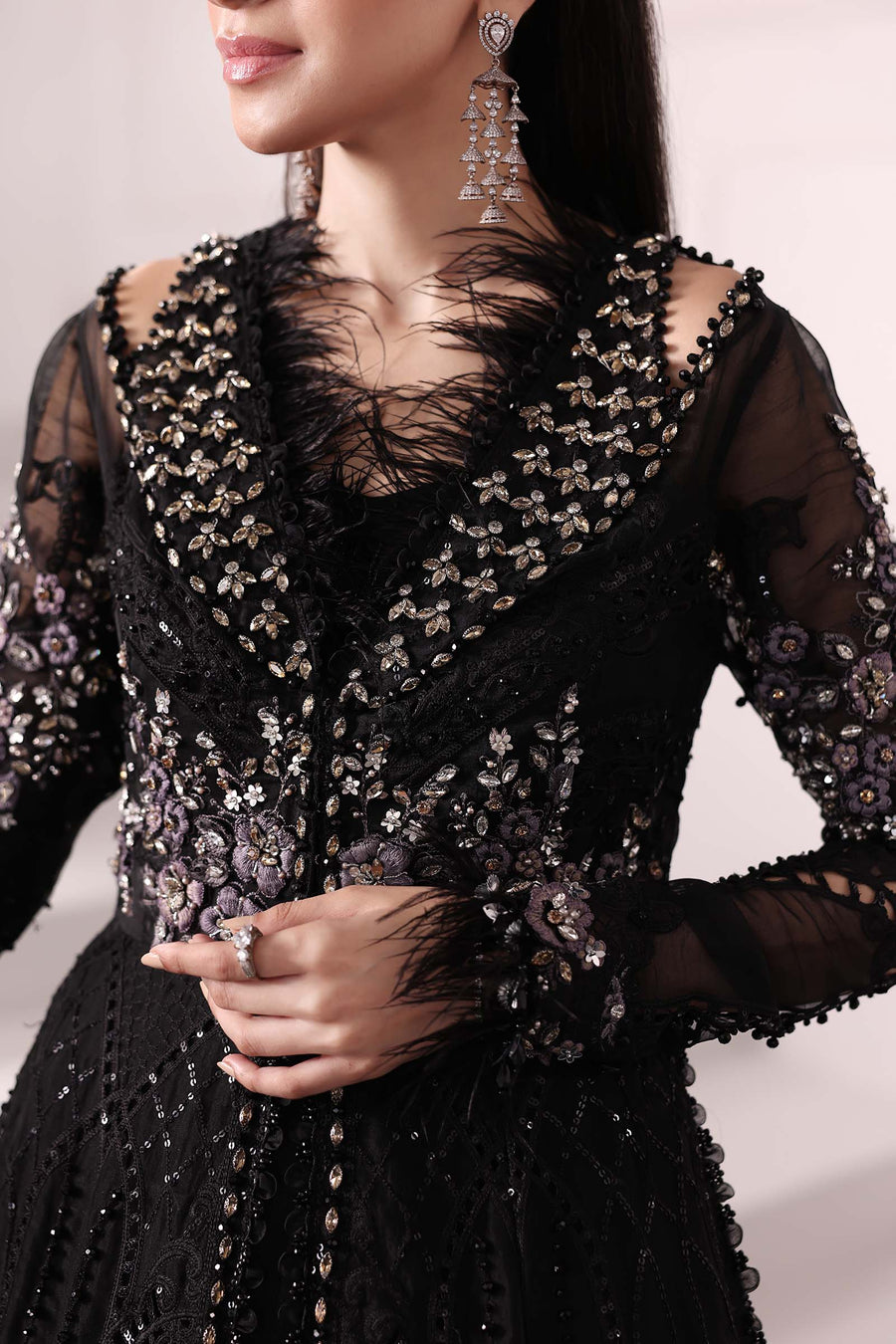 Maria.B Mbroidered 3 Piece Unstitched Embroidered Organza Suit BD-3004