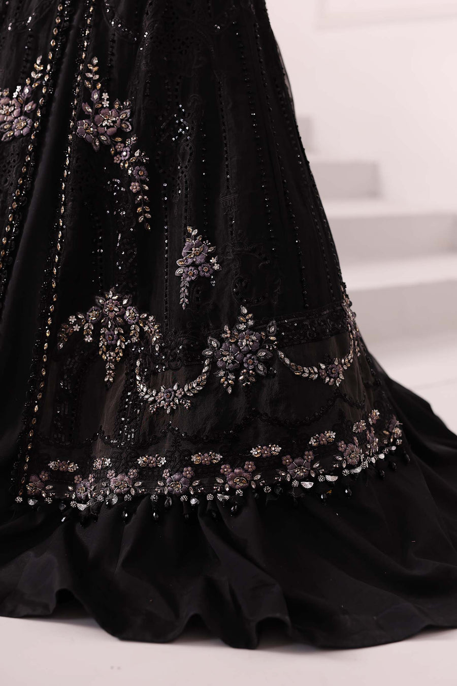Maria.B Mbroidered 3 Piece Unstitched Embroidered Organza Suit BD-3004