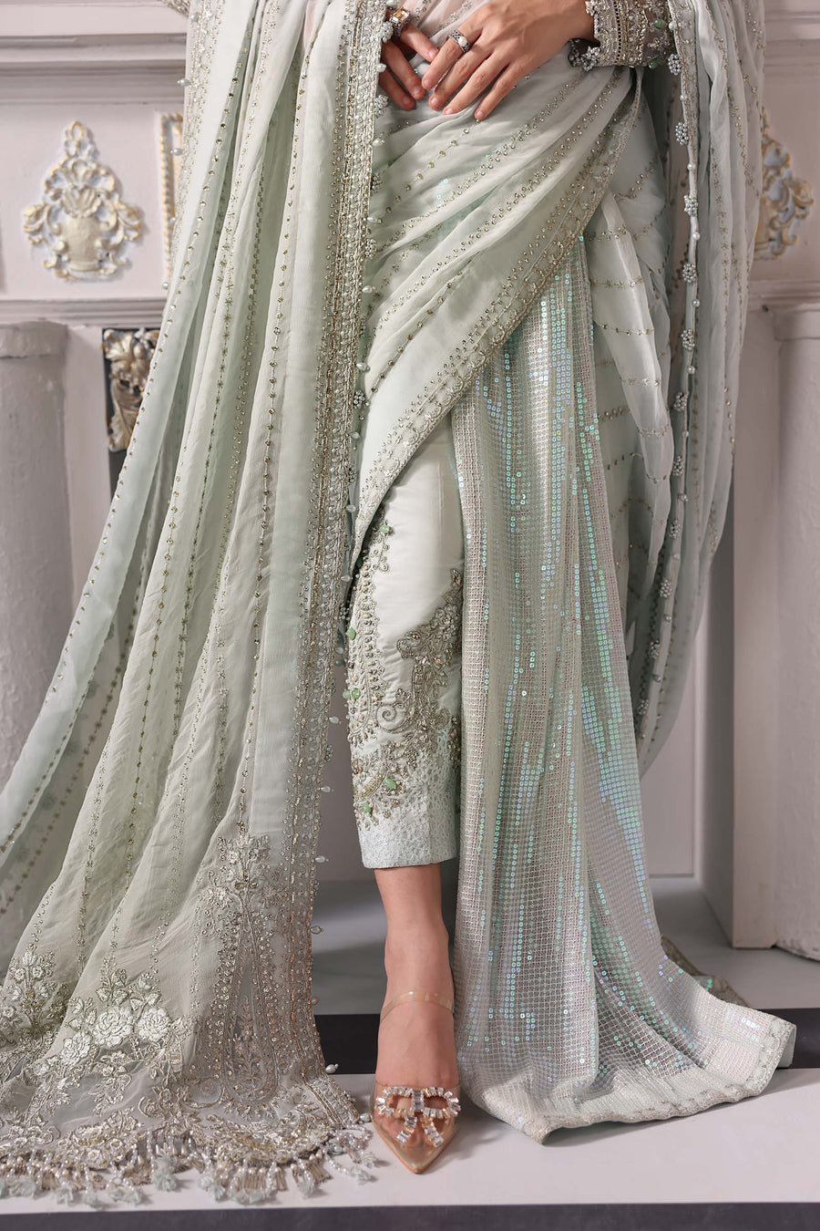 Maria.B Mbroidered 3 Piece Unstitched Embroidered Chiffon Suit BD-3005