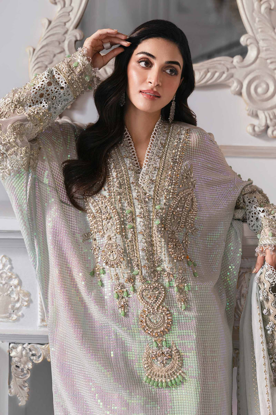 Maria.B Mbroidered 3 Piece Unstitched Embroidered Chiffon Suit BD-3005