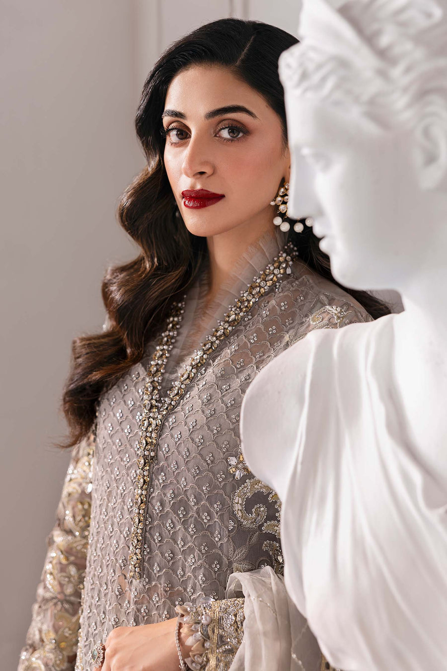 Maria.B Mbroidered 3 Piece Unstitched Embroidered Organza Suit BD-3006