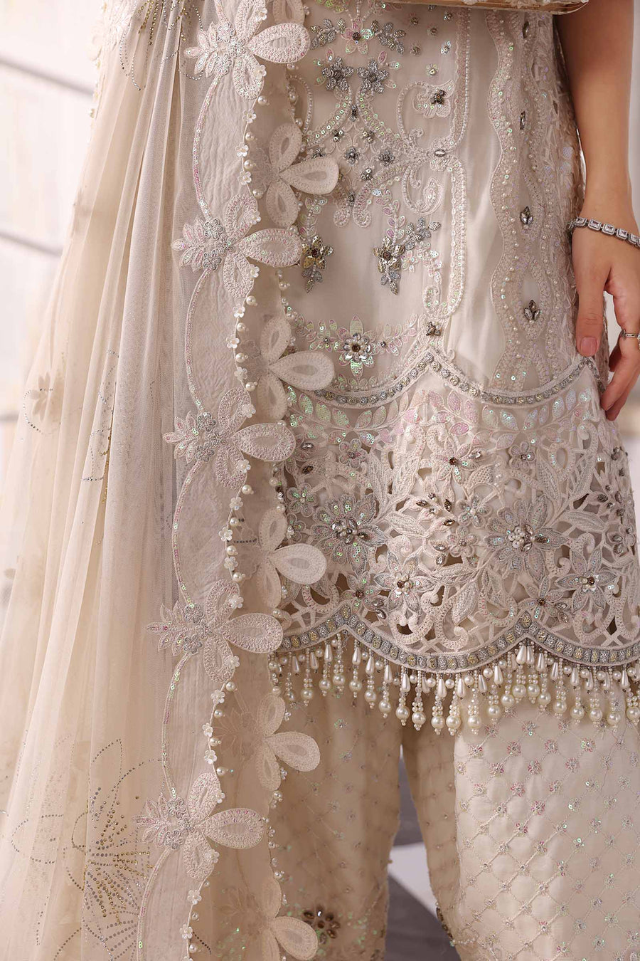 Maria.B Mbroidered 3 Piece Unstitched Embroidered Chiffon Suit BD-3007