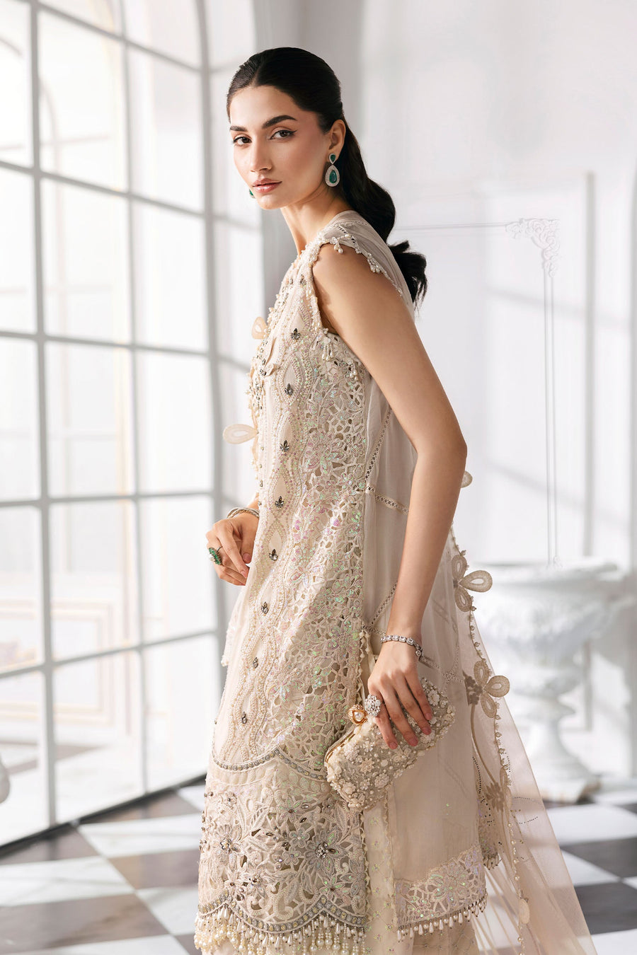 Maria.B Mbroidered 3 Piece Unstitched Embroidered Chiffon Suit BD-3007