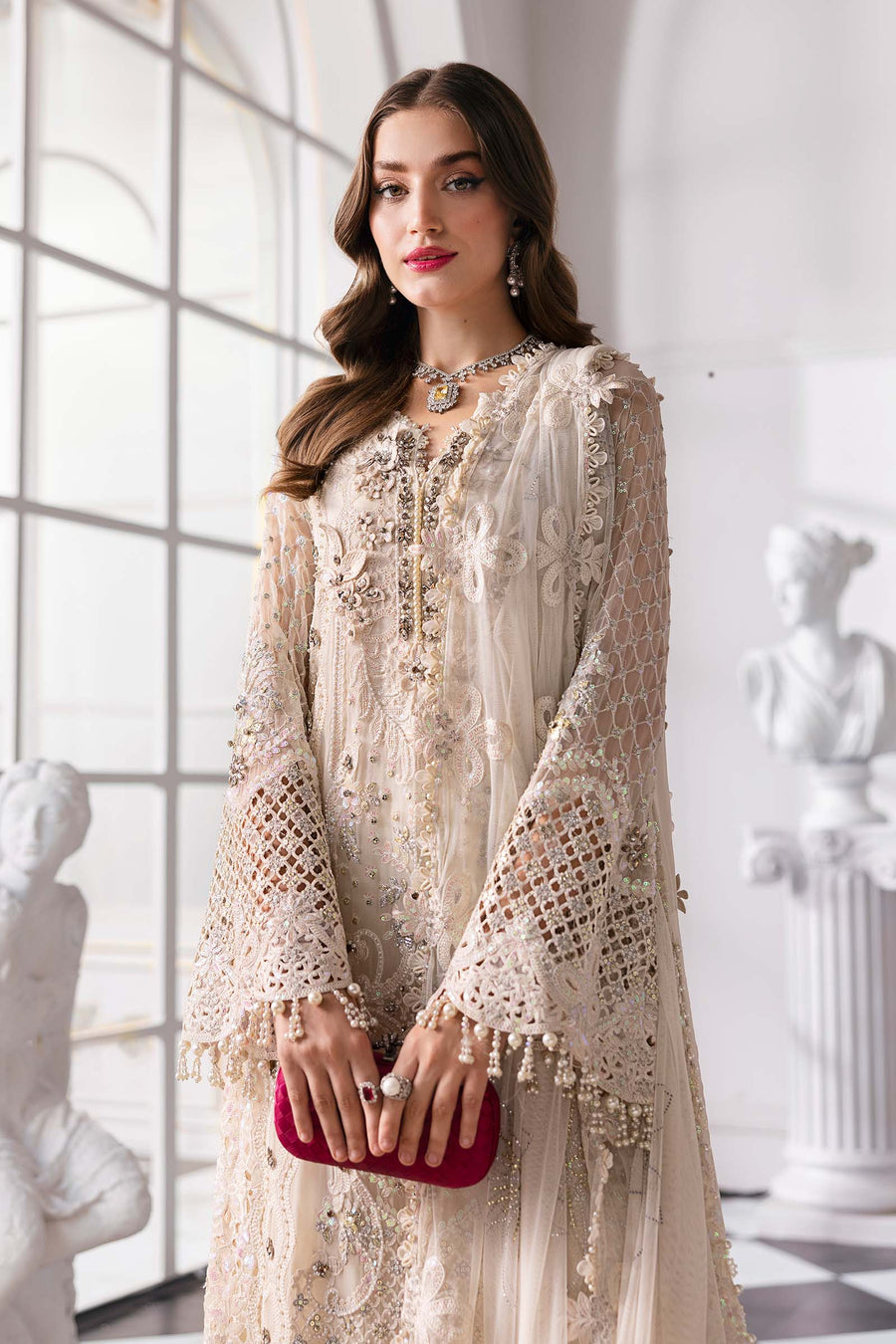 Maria.B Mbroidered 3 Piece Unstitched Embroidered Chiffon Suit BD-3007