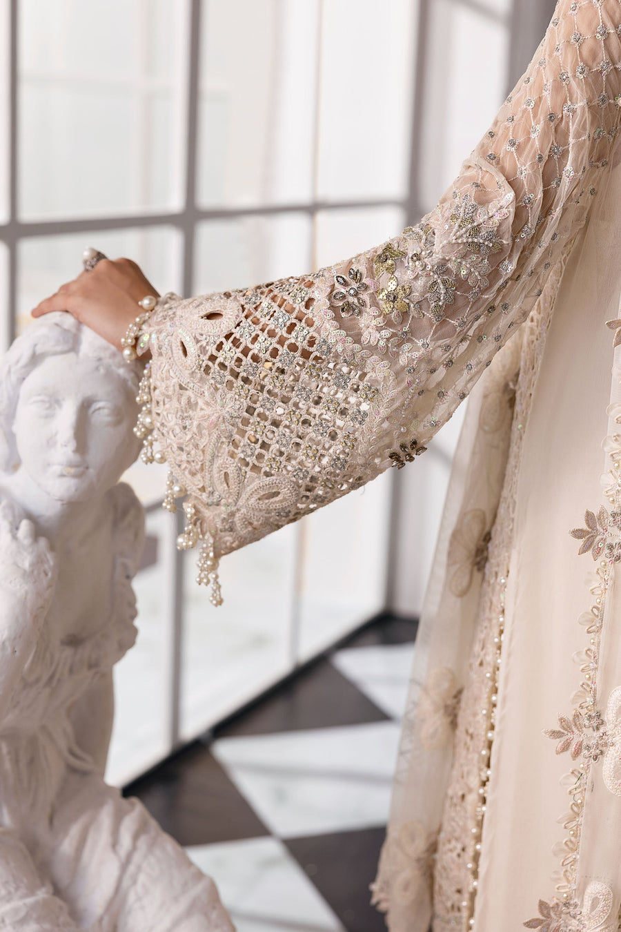 Maria.B Mbroidered 3 Piece Unstitched Embroidered Chiffon Suit BD-3007