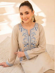 Faiza Faisal FNF Cords Embroidered Lawn Pret 2Pc Suit - BEIGE СОВАLT