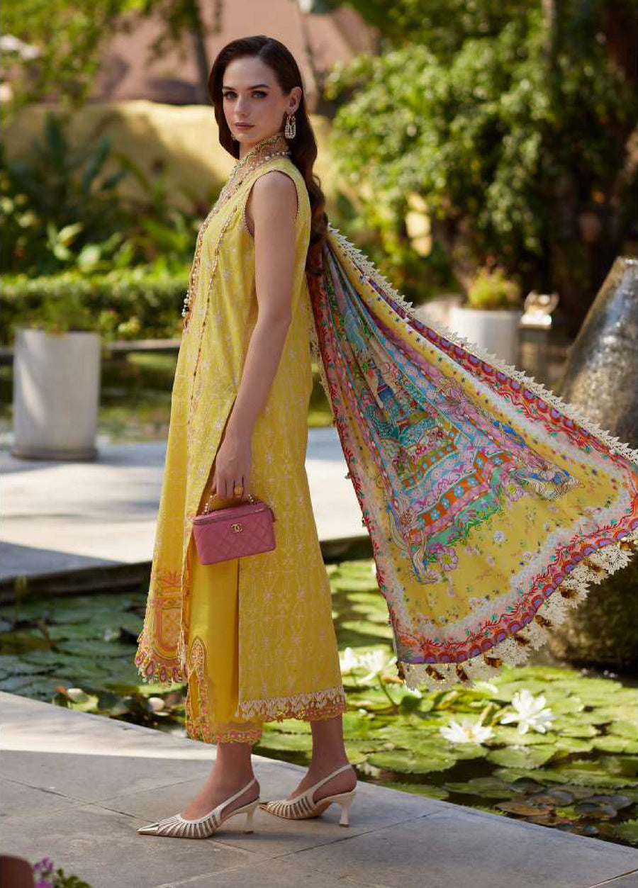 Kanwal Malik Ariya Embroidered Lawn Unstitched 3Pc Suit - BIANCA
