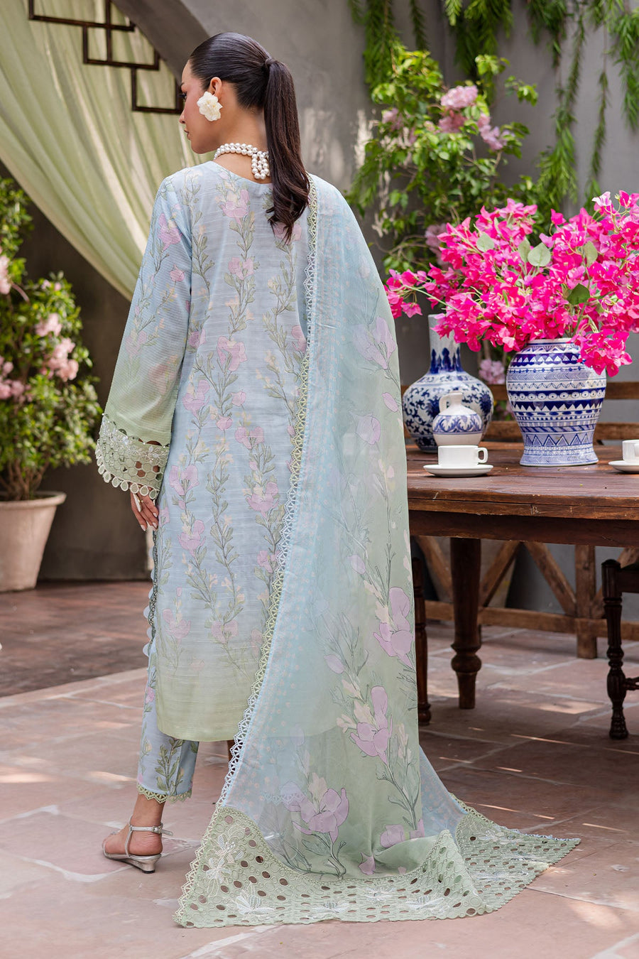 NUREH Bloom Embroidered Luxury Lawn Unstitched 3Pc Suit BL-07