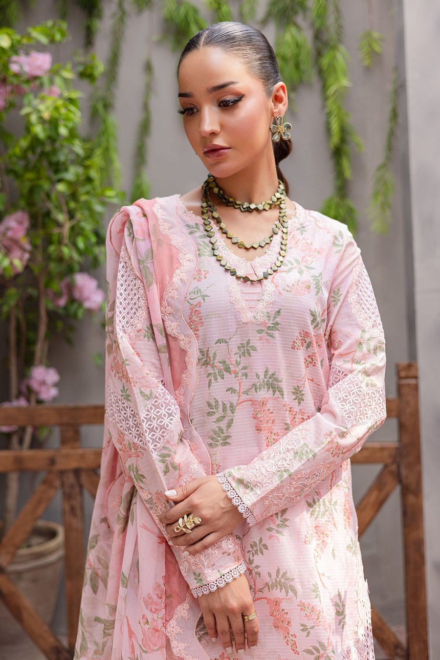 NUREH Bloom Embroidered Luxury Lawn Unstitched 3Pc Suit BL-08