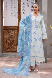 NUREH Bloom Embroidered Luxury Lawn Unstitched 3Pc Suit BL-09