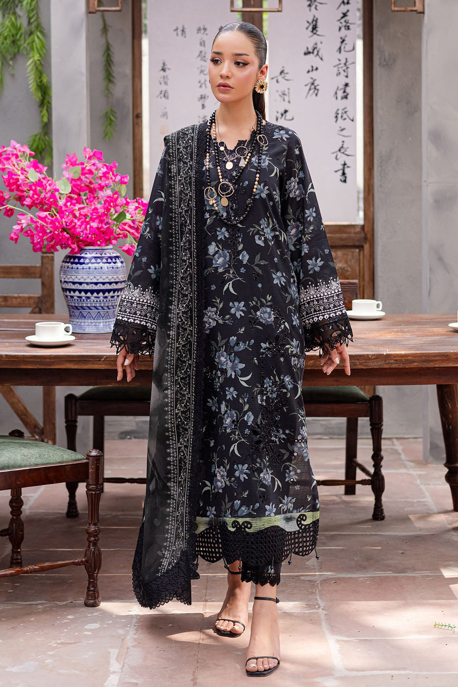 NUREH Bloom Embroidered Luxury Lawn Unstitched 3Pc Suit BL-11