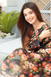 Feathers Premium Printed Lawn Unstitched 3Pc Suit BLACK BEAUTY-FT123