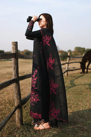 AZURE Luxury Eid Lawn Unstitched Embroidered 3Pc Suit - Black Cherry