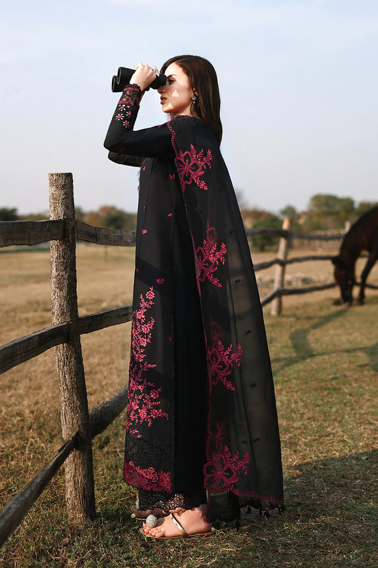 AZURE Luxury Eid Lawn Unstitched Embroidered 3Pc Suit - Black Cherry