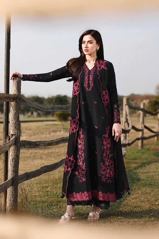 AZURE Luxury Eid Lawn Unstitched Embroidered 3Pc Suit - Black Cherry