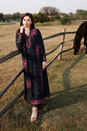 AZURE Luxury Eid Lawn Unstitched Embroidered 3Pc Suit - Black Cherry