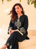 Faiza Faisal FNF Cords Embroidered Lawn Pret 2Pc Suit - BLACK ECLIPSE