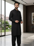 Tycoon by Fabrieco Men's Unstitched Soft Blended Suit - Black
