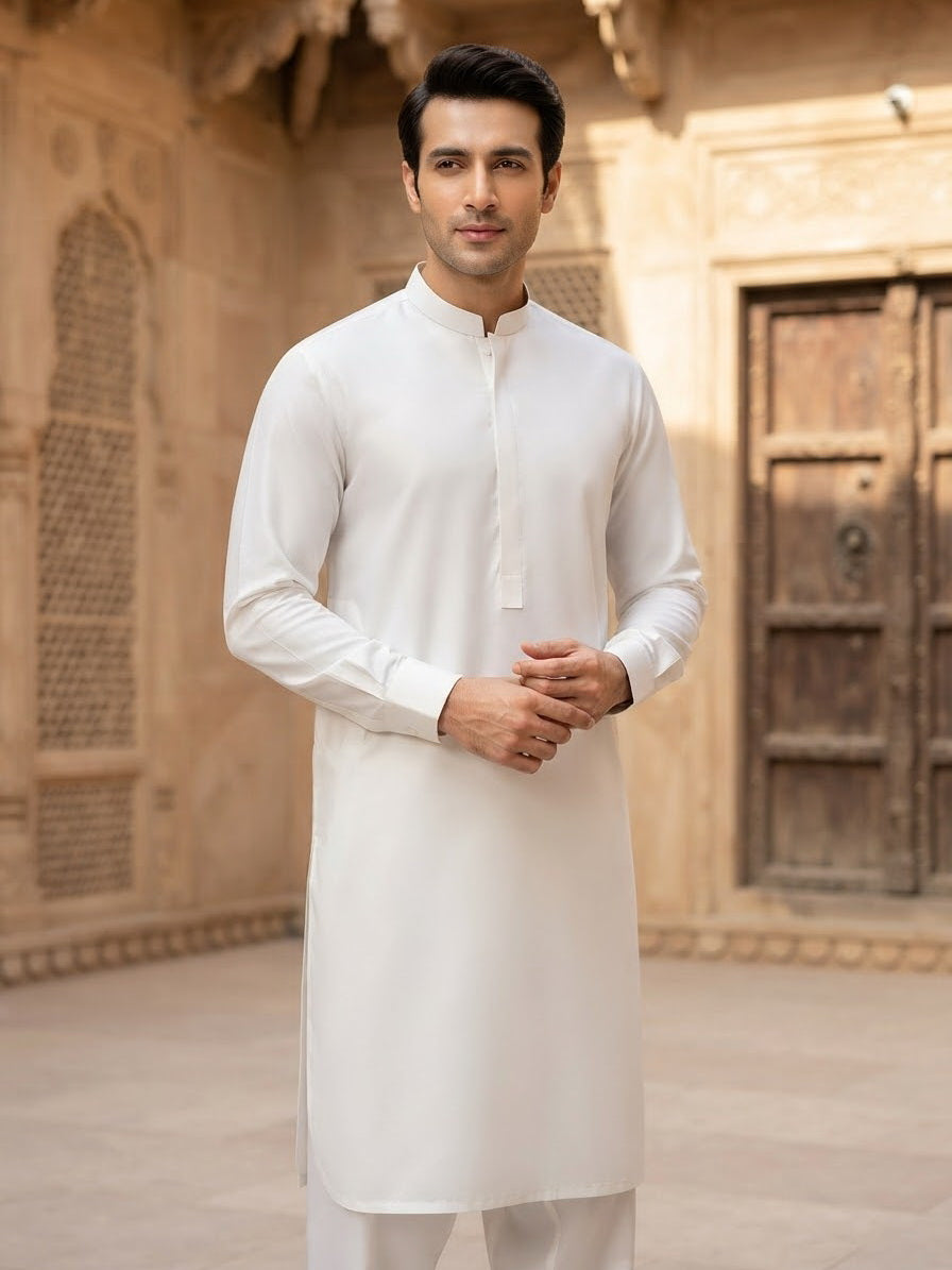 Block Buster by Fabrieco Men's Unstitched Cotton Suit for Summer BLB-Off White